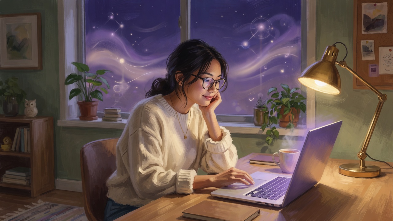 Illustration of two abstract AI assistants at a desk